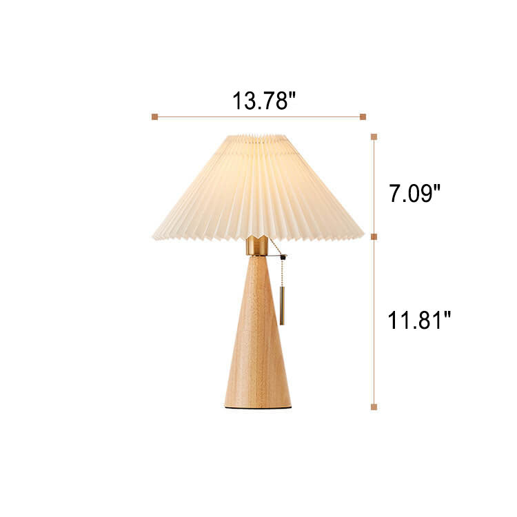 Japanese Minimalist Vintage Pleated Wooden Fabric LED Table Lamp