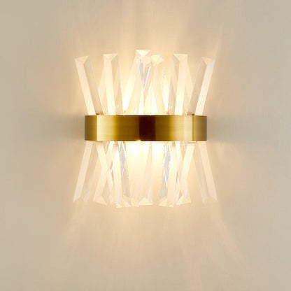 Nordic Light Luxury Creative Crystal Strip Design 2-Light Wall Sconce Lamp