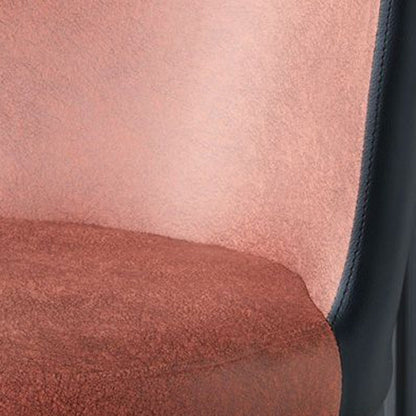 Contemporary Scandinavian Round Cushion Faux Leather Carbon Steel Dining Chair Backrest For Dining Room