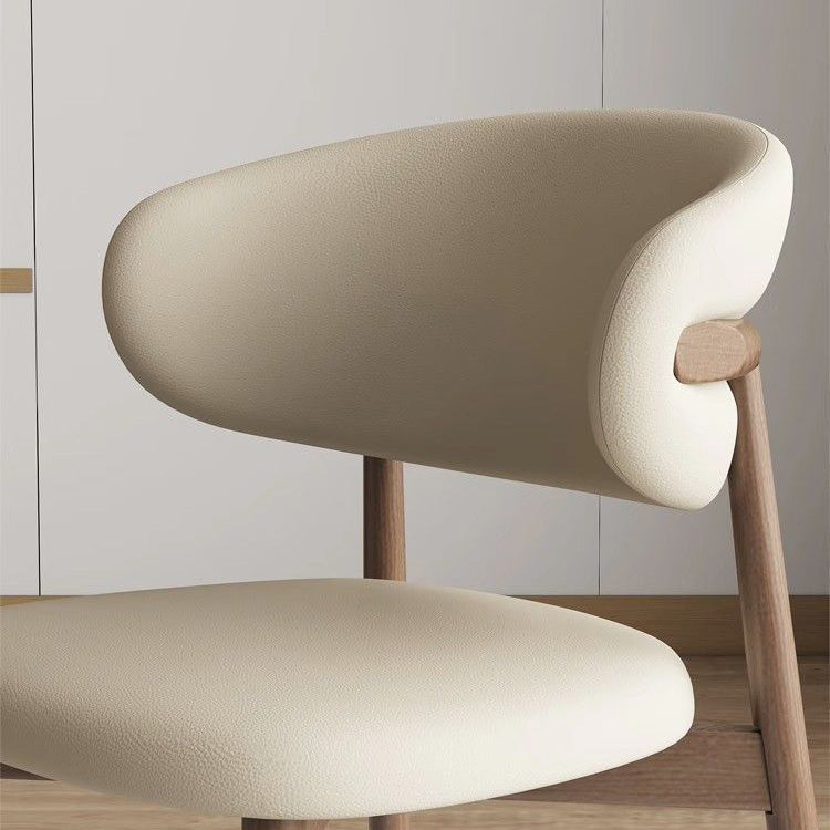 Contemporary Nordic Square Nappa Leather Metal Frame Dining Chair Backrest Armless For Dining Room