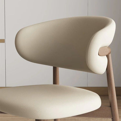 Contemporary Nordic Square Nappa Leather Metal Frame Dining Chair Backrest Armless For Dining Room