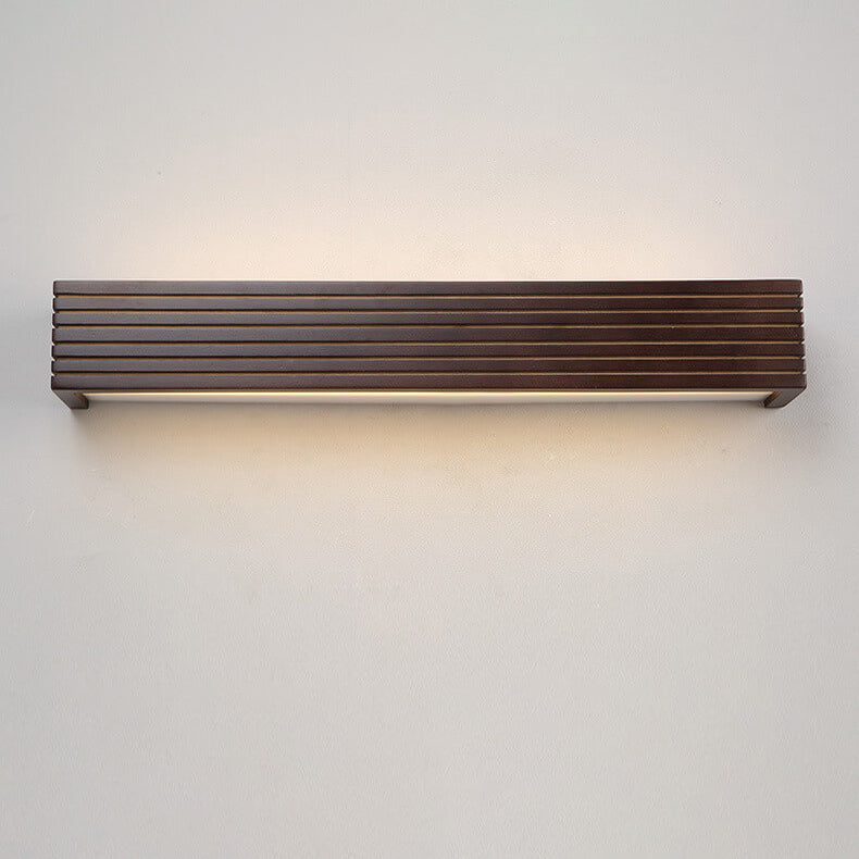 Modern Chinese Walnut Square Bar Vanity LED Wall Sconce Lamp