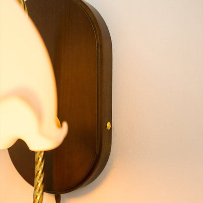 French Vintage Cream Glass Petal 1-Light Wall Sconce Lamp