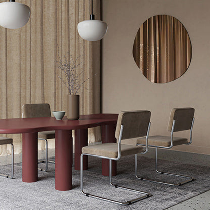 Contemporary Nordic Square Fabric Upholstered Stainless Steel Bracket Dining Chair Backrest For Dining Room