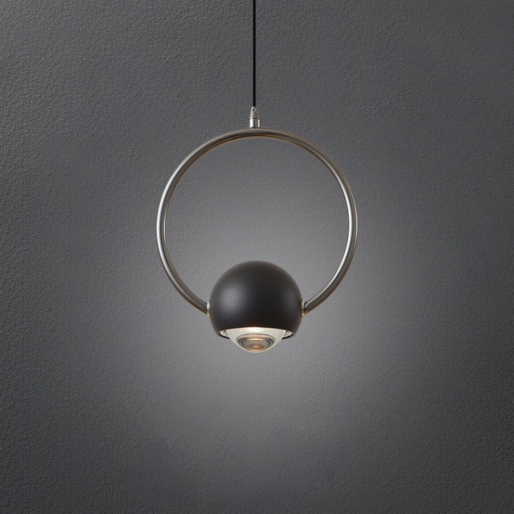 Contemporary Nordic Aluminum Circle Ring Liftable LED Pendant Light For Bedroom