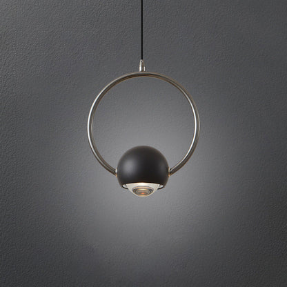 Contemporary Nordic Aluminum Circle Ring Liftable LED Pendant Light For Bedroom