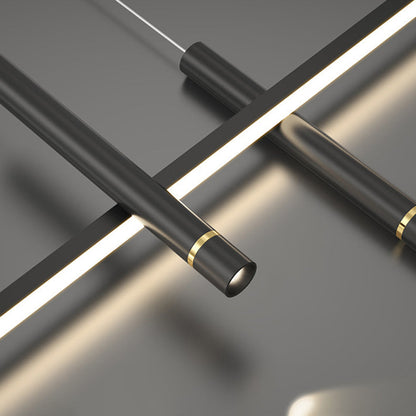 ثريا LED بتصميم هندسي مستقيم من الألومنيوم بتصميم بسيط وحديث لغرفة الطعام 