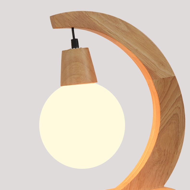 Nordic Creative Glass Ball Bend Solid Wood 1-Light Table Lamp