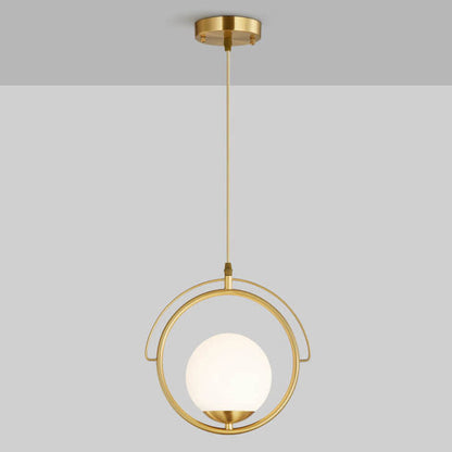 Nordic Minimalist Copper Glass Ring 1-Light Pendant Light