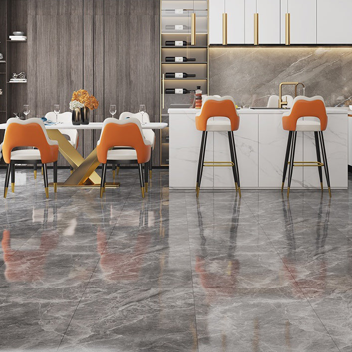 Modern Minimalist Square Wave Backrest Artificial Leather Carbon Steel Bar Stool Armrest For Dining Room