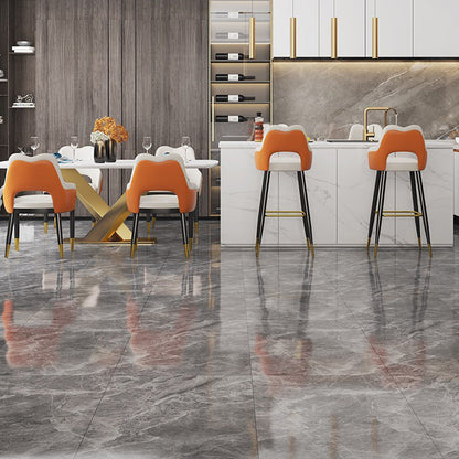 Modern Minimalist Square Wave Backrest Artificial Leather Carbon Steel Bar Stool Armrest For Dining Room