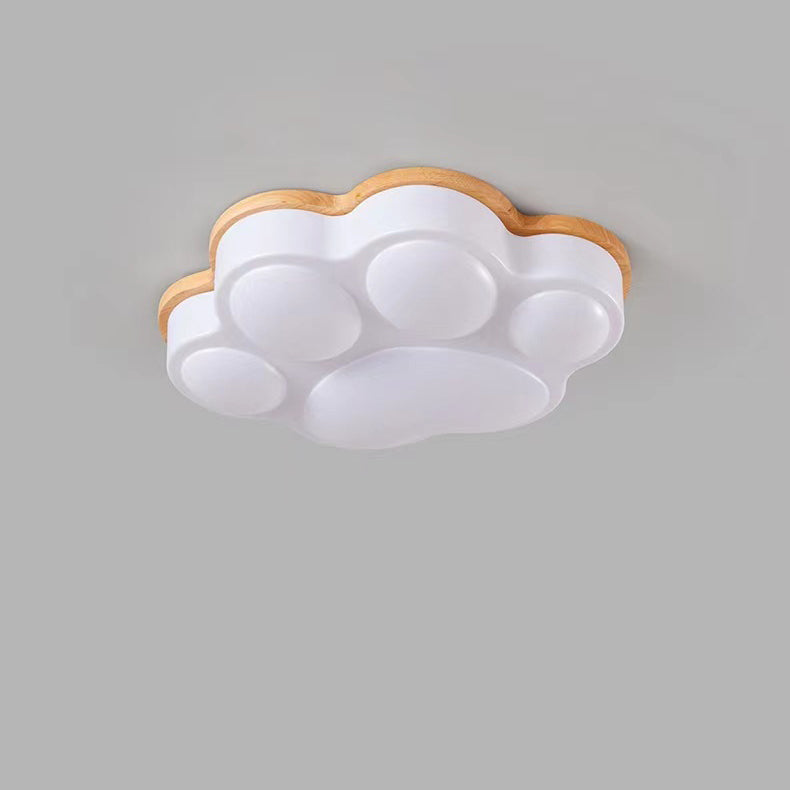 Modern Minimalist Cat's Paw Iron Solid Wood LED Flush Mount Ceiling Light For Bedroom
