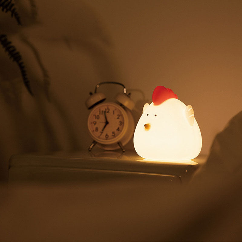 Creative Cartoon Silicone Little Fat Chicken LED USB Pat  Night Light Table Lamp