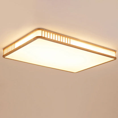 Japanese Minimalist Log Square LED Flush Mount Ceiling Light