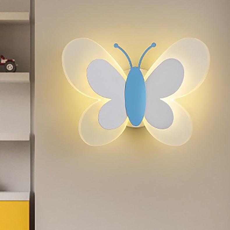 مصباح حائط LED حديدي بتصميم فراشة أكريليك معاصر إبداعي لغرفة النوم 