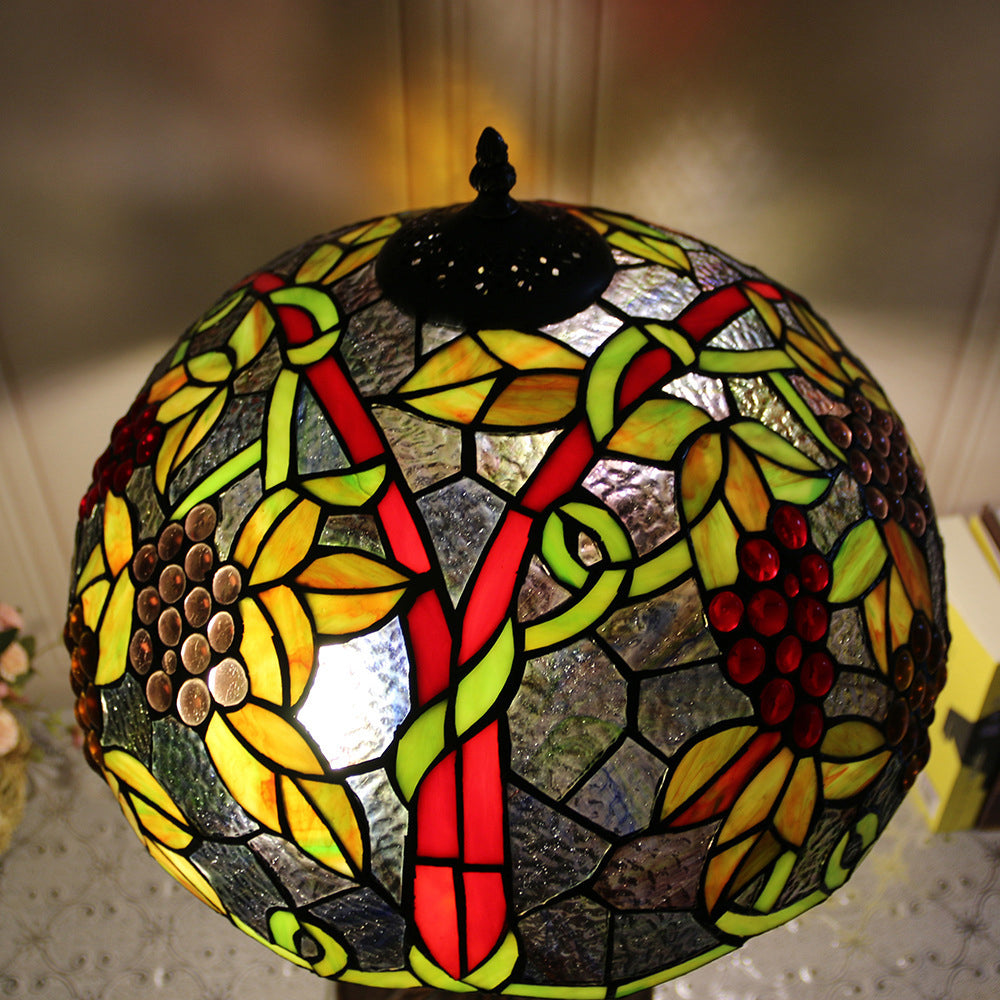 Traditional Rustic Round Resin Glass 2-Light Table Lamp For Bedroom