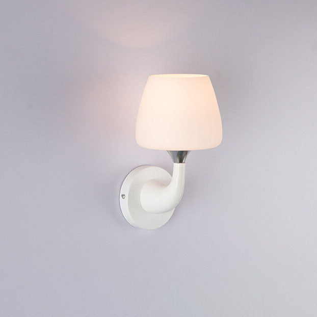 Nordic Minimalist White Iron Glass Cup Shade 1/2 Light Wall Sconce Lamp