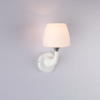Nordic Minimalist White Iron Glass Cup Shade 1/2 Light Wall Sconce Lamp