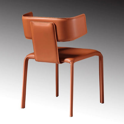 Contemporary Luxury Square Leather Carbon Steel Frame Dining Chair Backrest For Dining Room