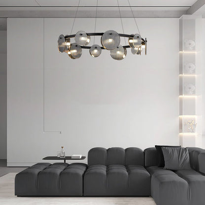 ثريا LED معدنية زجاجية بتصميم عصري بسيط لغرفة المعيشة 