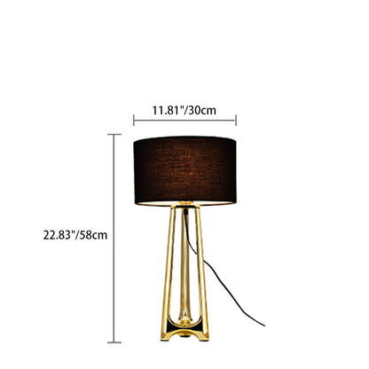 Modern Transitional Fabric Shade Resin Base 1-Light Table Lamp For Bedroom