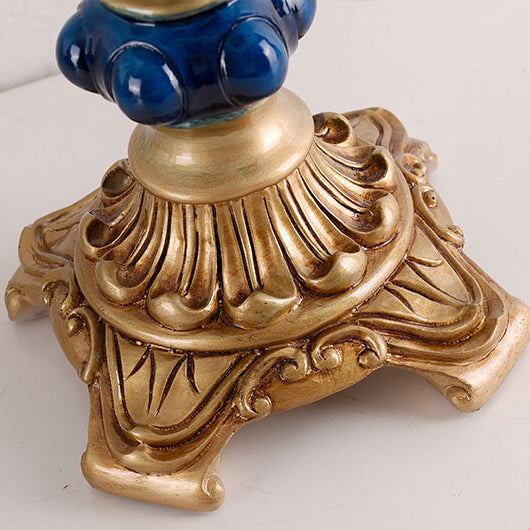 Traditional European Palace Decorative Design Fabric Shade 1-Light Table Lamp For Bedroom