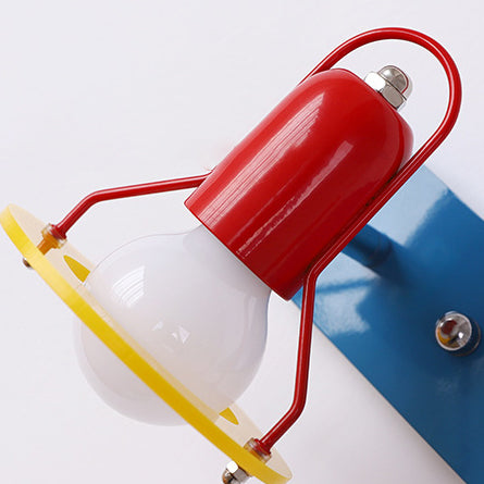 Contemporary Creative Childlike Colorful Geometric Iron 2-Light Mirror Front Wall Sconce Lamp For Bedroom