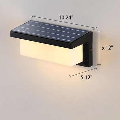 مصباح حائط LED خارجي مقاوم للماء بتصميم هندسي مربع حديث يعمل بالطاقة الشمسية 