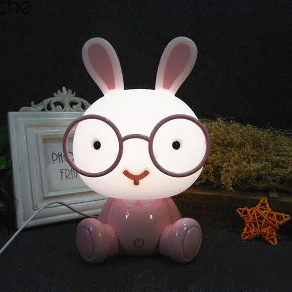Creative Cartoon Rabbit with Glasses USB LED Night Light Table Lamp