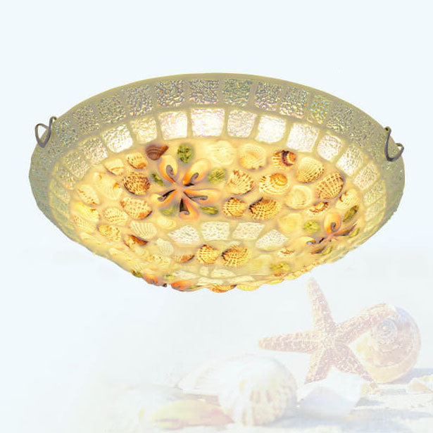 Tiffany Creative Mosaic Shells 1-Light Flush Mount Ceiling Light
