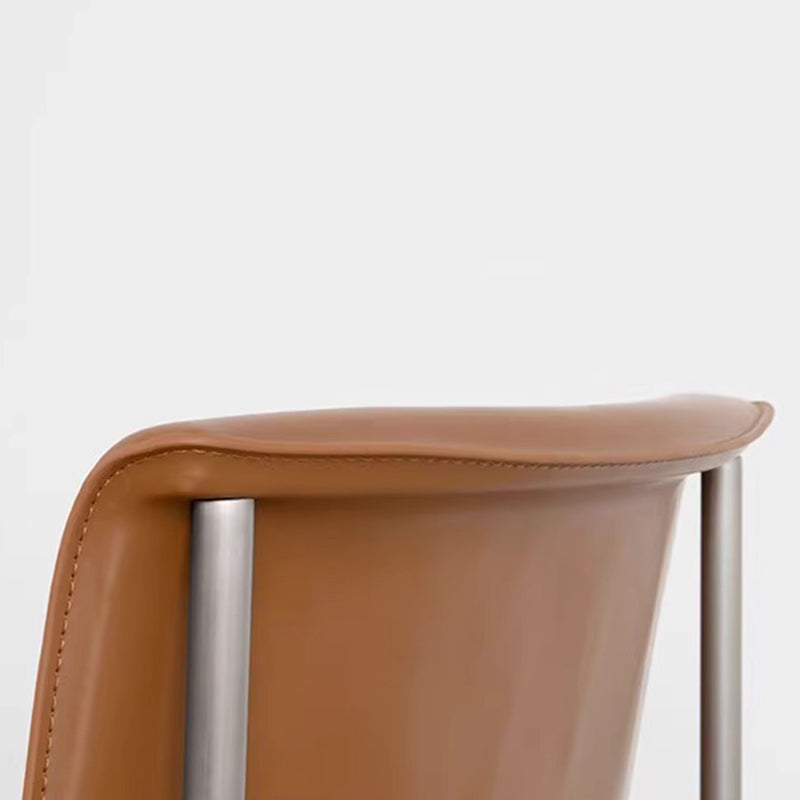 Modern Minimalist Square Cushion Microfiber Leather Stainless Steel High Resilience Sponge Dining Chair Backrest For Dining Room