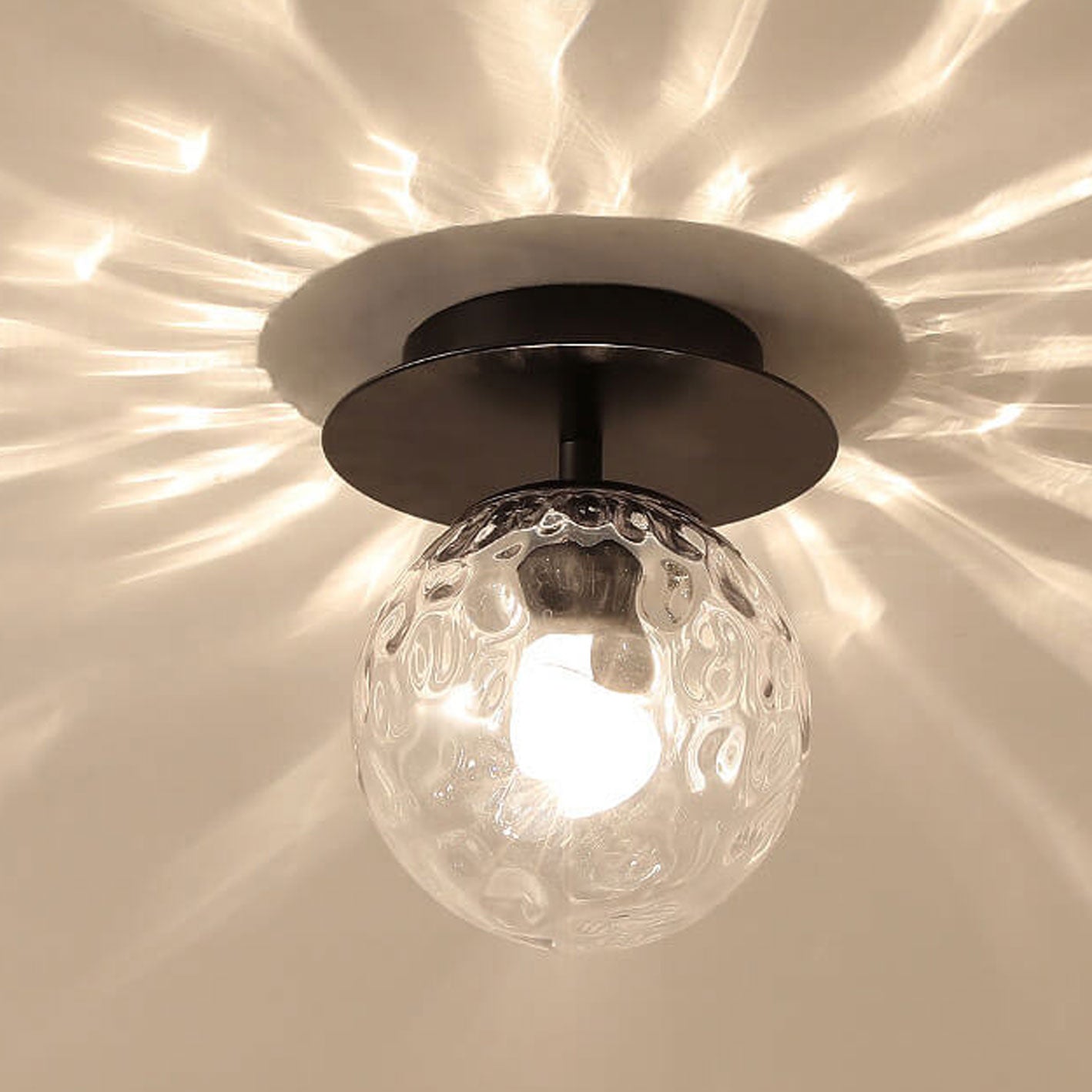 Nordic Water Glass Orb 1-Light Semi-Flush Mount Ceiling Light