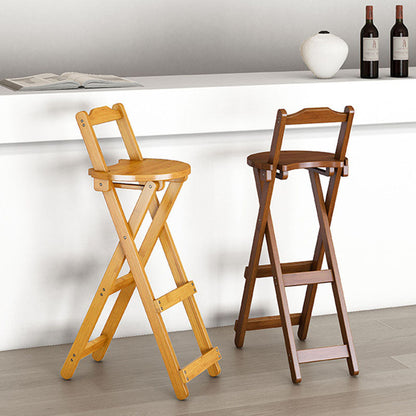 Contemporary Simplicity Bamboo X-Shaped Legs Foldable Bar Stool Low Back Footrest For Dining Room