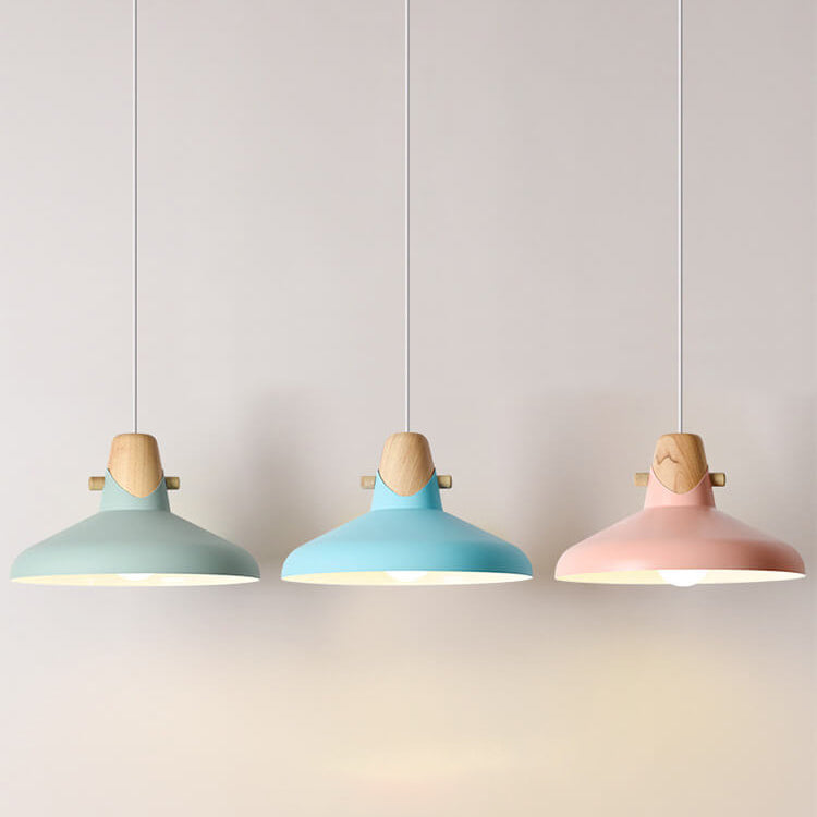Nordic Minimalist Macaron Solid Color Ironwood 1-Light Pendant Light