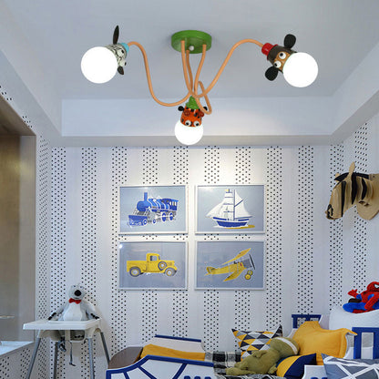Cartoon Creative Animal Light Head 3/4/5 Light Kids Semi-Flush Mount Ceiling Light