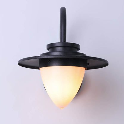 Contemporary Retro Peach Glass Iron Outdoor Waterproof 1-Light Wall Sconce Lamp For Garden