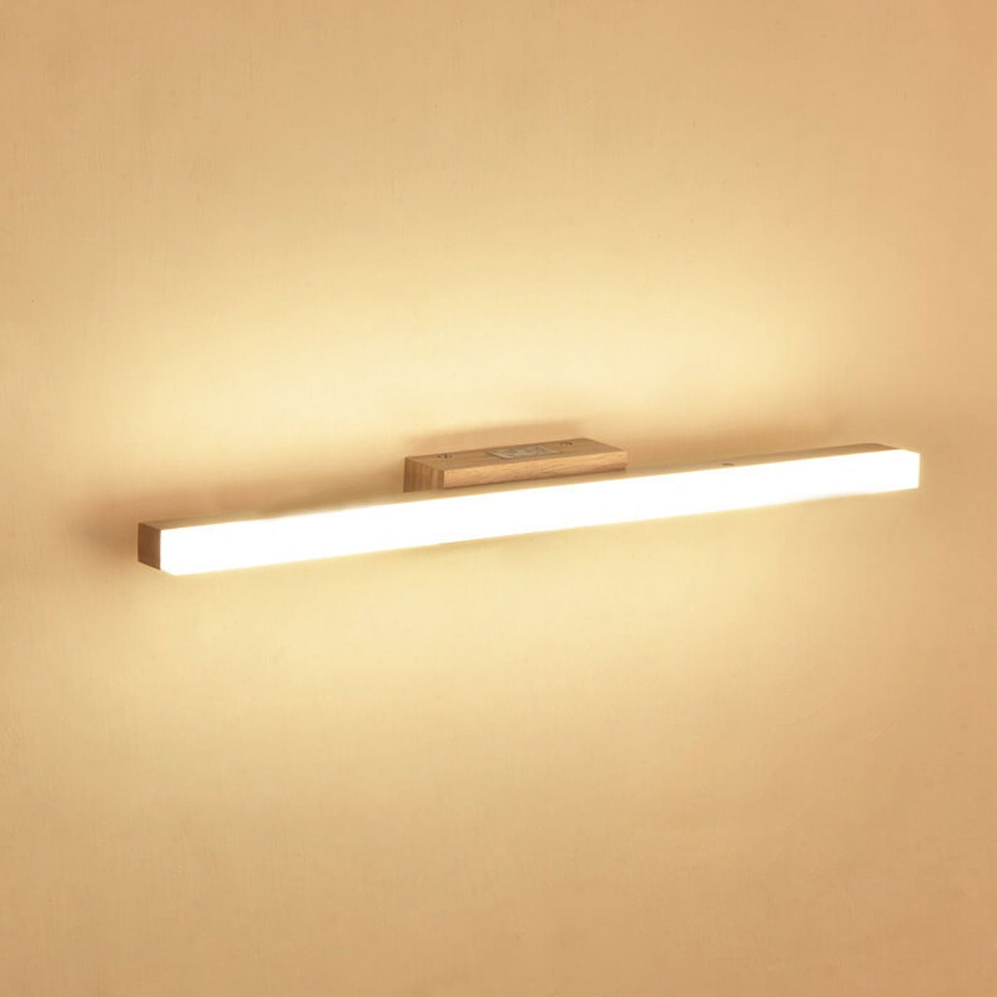 Nordic Minimalist Wooden Long Strip Vanity Light LED Wall Sconce Lamp
