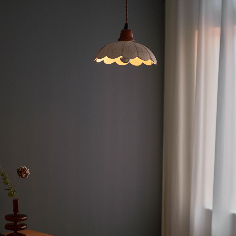 Modern Vintage Ceramic Solid Wood 1-Light Pendant Light