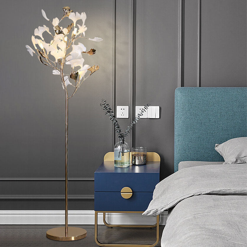 Nordic Romantic Ginkgo Leaf Decorative Acrylic Iron 5-Light Standing Floor Lamp
