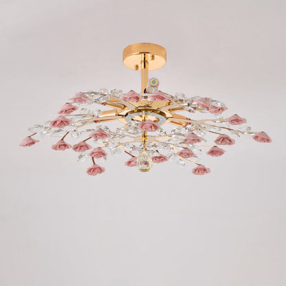 Modern Luxury Rose Iron Ceramic Crystal 6/7/8 Light Chandelier