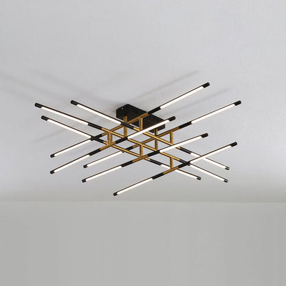 Nordic Creative Iron Geometric Line Combination LED Semi-Flush Mount Ceiling Light