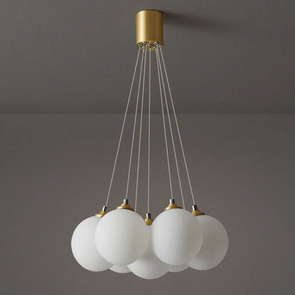 Nordic Light Luxury Round Ball Copper Glass 4/5/7-Light Chandelier