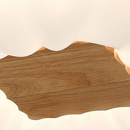 Modern Cream Rectangular Rubberwood Iron Acrylic LED Flush Mount Ceiling Light