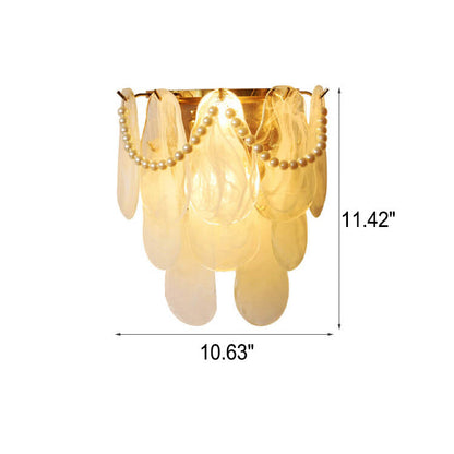 French Light Luxury Glass Shell Pearl 2-Light Wall Sconce Lamp