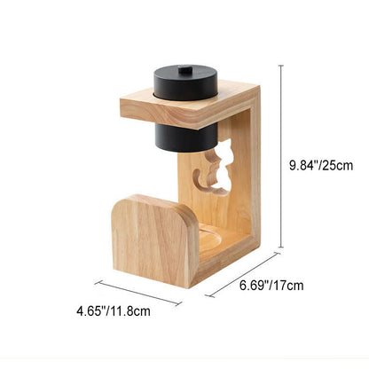 Japanese Creative Iron Cat Whale Hollow Wood Base 1-Light Melting Wax Table Lamp