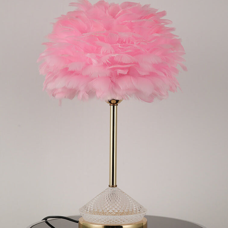 Modern Simple Feather Shade Diamond Acrylic Decorative 1-Light Table Lamp