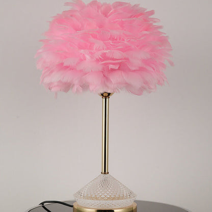 Modern Simple Feather Shade Diamond Acrylic Decorative 1-Light Table Lamp