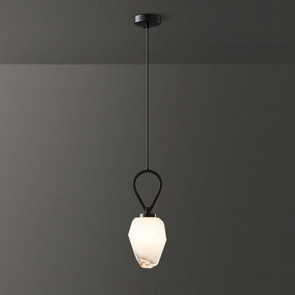 Modern Luxury Brass Geometrical Glass Shade 1-Light Pendant Light For Living Room