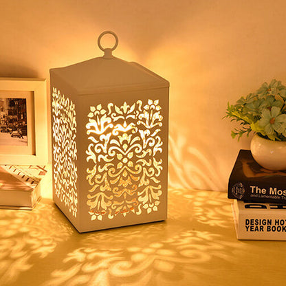 Vintage Metal Hollow Square Lanterns 2-Light Melting Wax Table Lamp