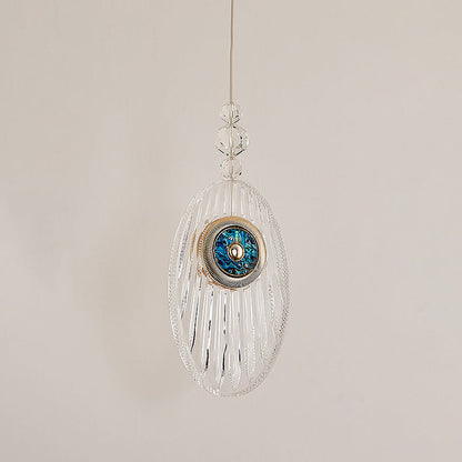 Modern Luxury Oval Shell Aluminum Acrylic LED Pendant Light For Bedroom